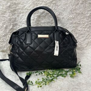 DKNY Quilted Black Napa Lamb Leather Large Zip Tote Shoulder Bag Convertible New